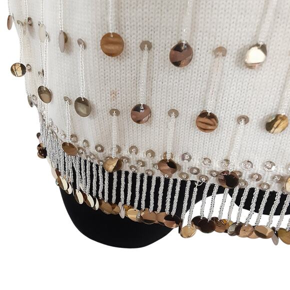 Vintage 1960s A Maxime Original 100% Wool Beaded Evening Volup Top Gypsy Fringe - Picture 5 of 15